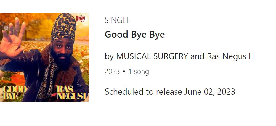 upcoming new single good bye RAS NEGUS I musical surgery